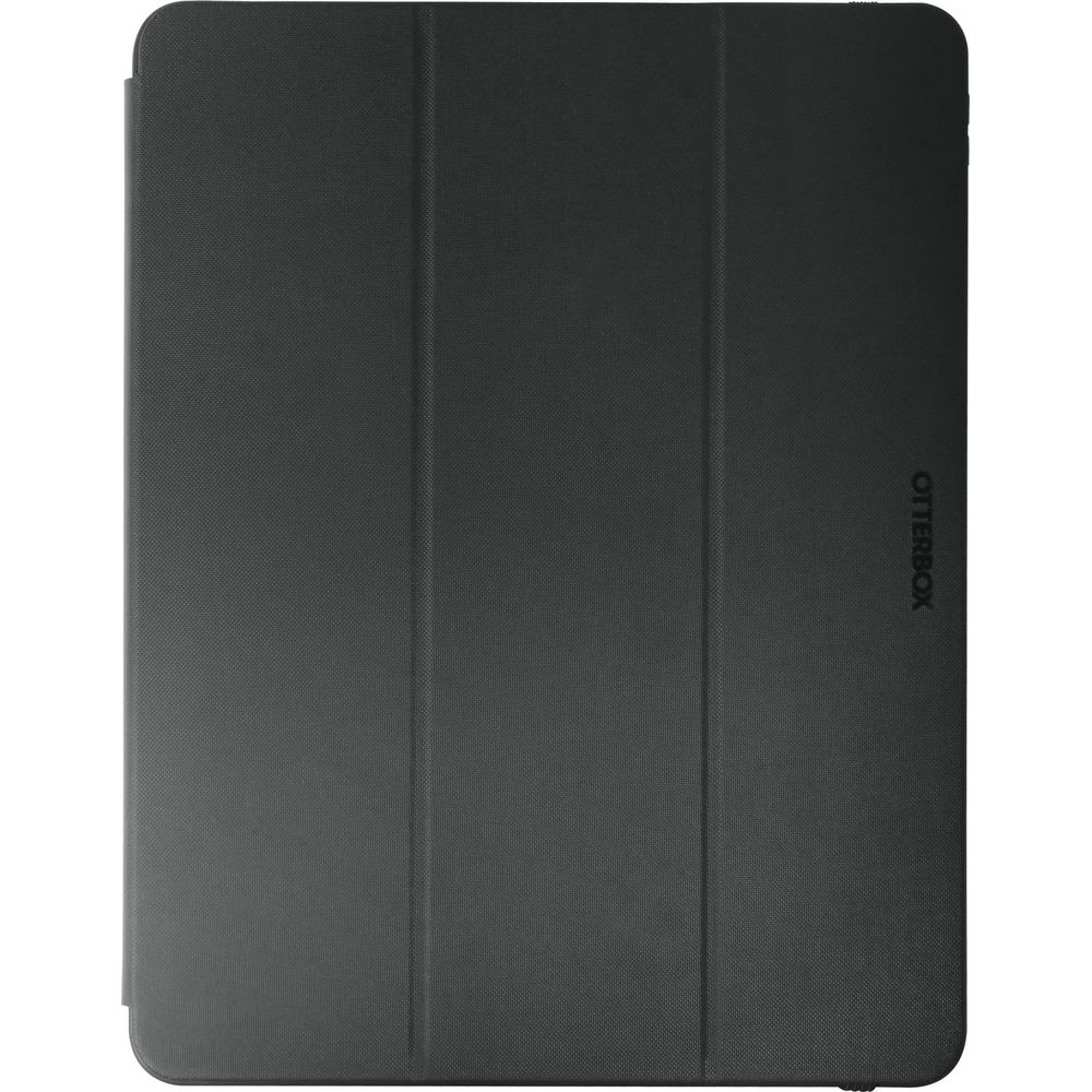 Schwarze Otterbox Hülle mit vertikalen Falten und Logo auf der rechten Seite.