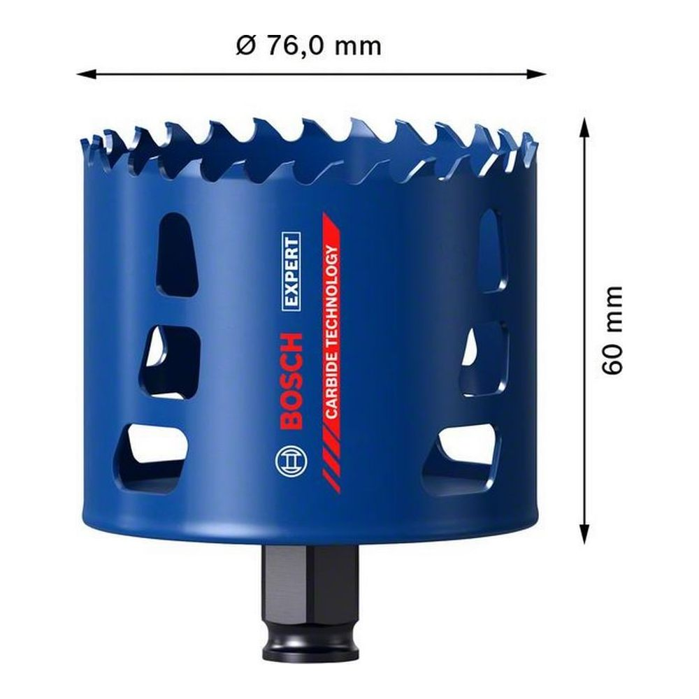 Wiertło Bosch, średnica 76mm, wysokość 60mm, niebieskie.