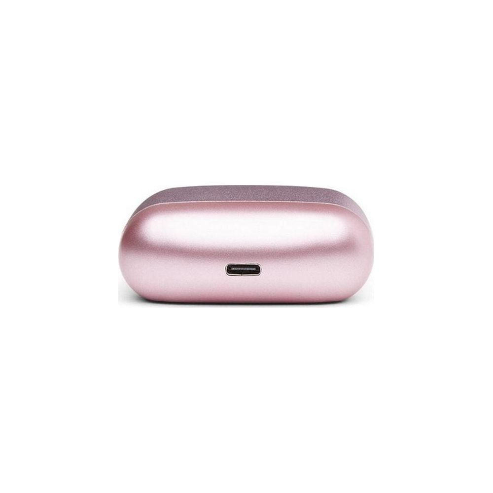 Ein roségoldenes Ladeetui mit einem USB-C-Anschluss.