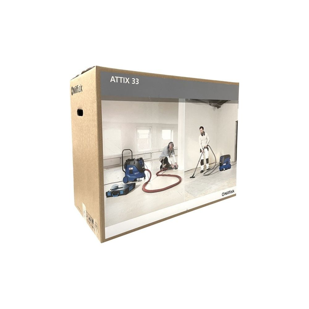 Scatola aspirapolvere Nilfisk Attix 33 con scenari applicativi.