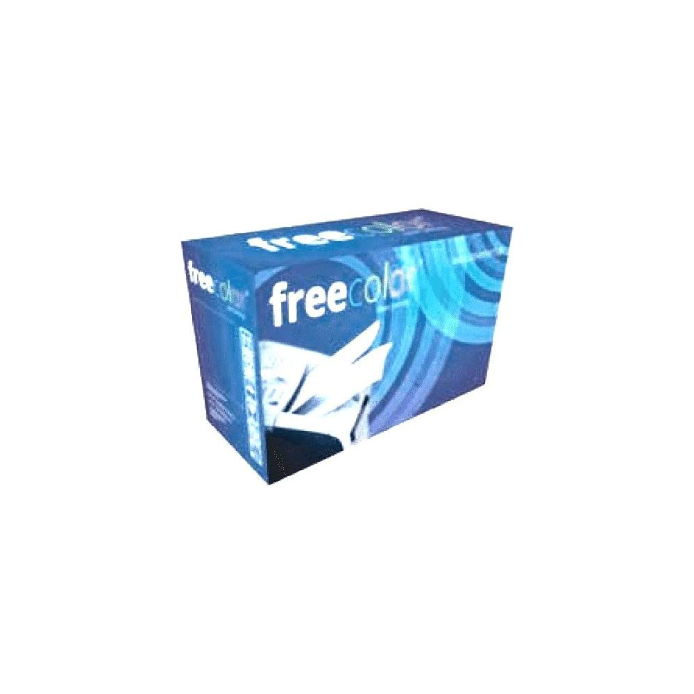 Une boîte bleue avec la marque "freecolor" et un design abstrait.