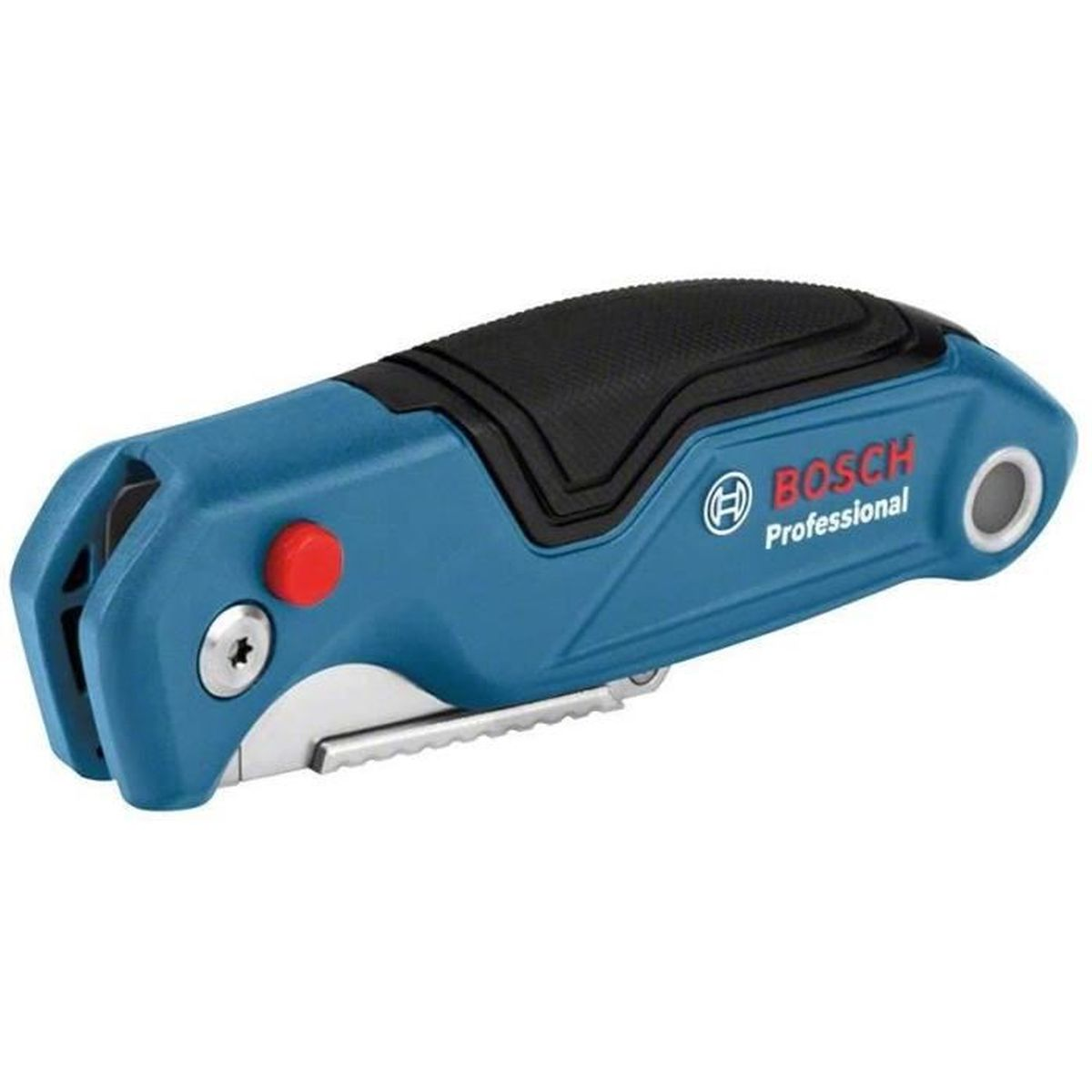 Ein blauer Bosch Professional Klappmesser mit schwarzem Griff.