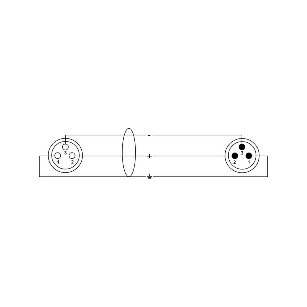 Schema: Due connettori a 3 pin collegati da linee.