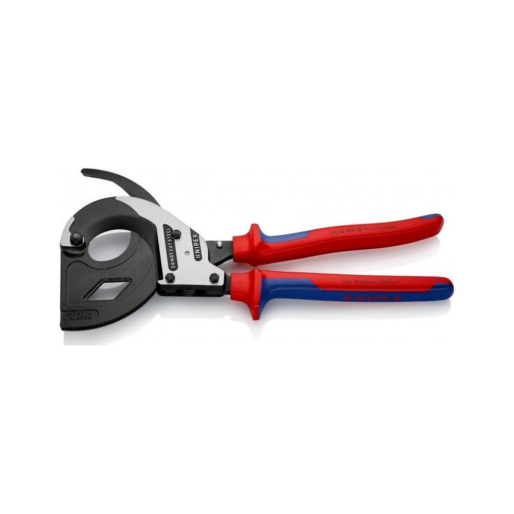 Ein Knipex Kabelschneider mit roten und blauen Griffen.