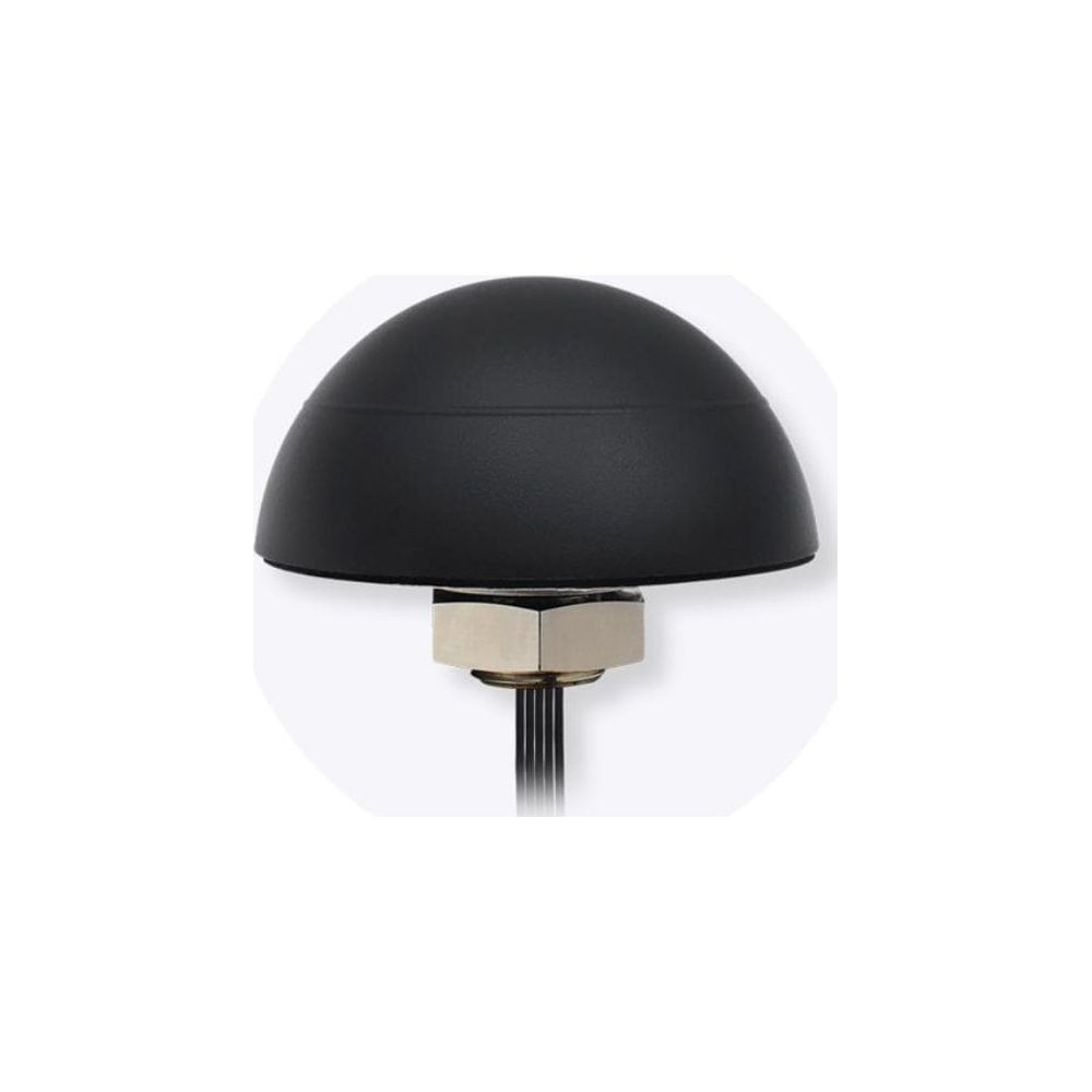 Czarna kopuła na sześciokątnym elemencie metalowym z kablami.