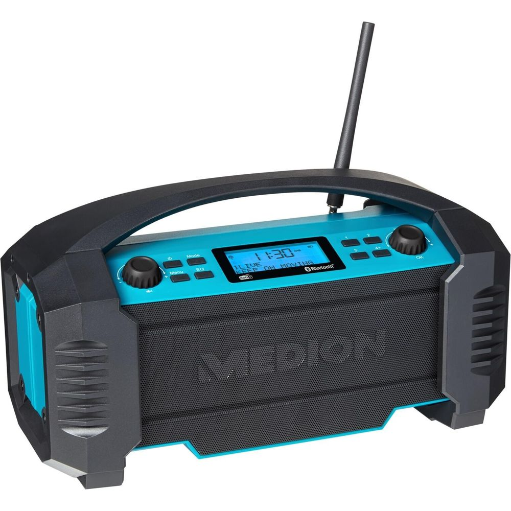 Ein Medion Radio mit Bluetooth, Antenne und digitalem Display.