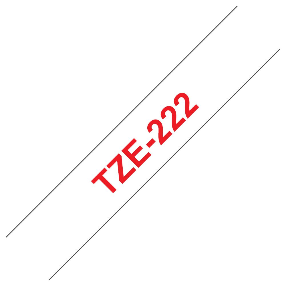 Roter Text TZE-222 auf weißem Hintergrund mit schwarzen Linien.