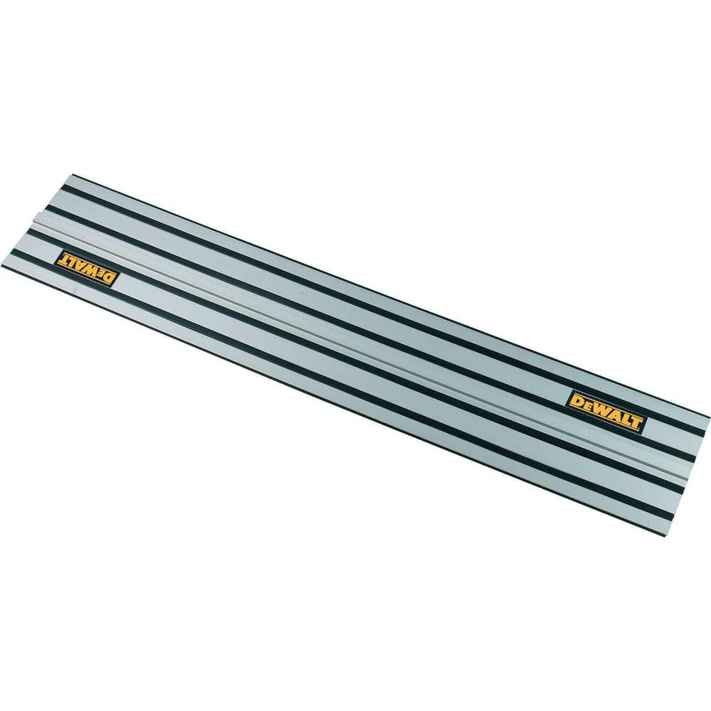 Graues Führungsschiene mit schwarzen Streifen und gelbem Dewalt-Logo.