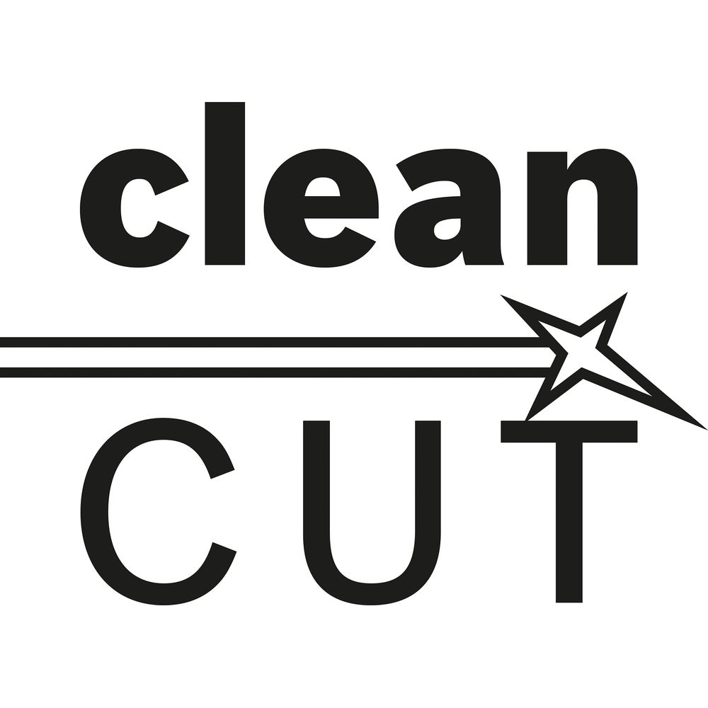 Testo 'clean CUT' con simbolo di stella.