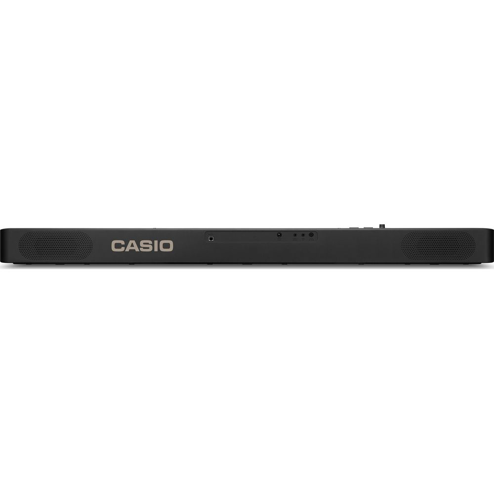 Schwarzes Casio Keyboard mit Lautsprechern und Anschlüssen.