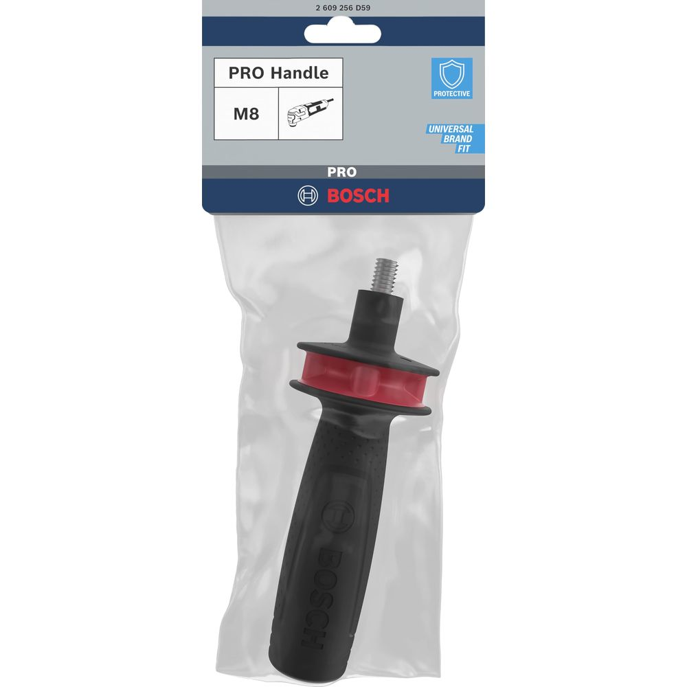 Schwarzer Bosch Pro Griff mit roter Aufnahme, M8 Gewinde, in Verpackung.