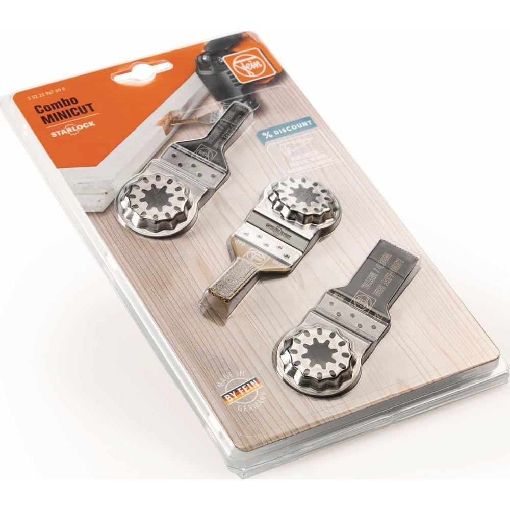 Fein Combo Minicut Starlock Werkzeugaufsätze im Paket.