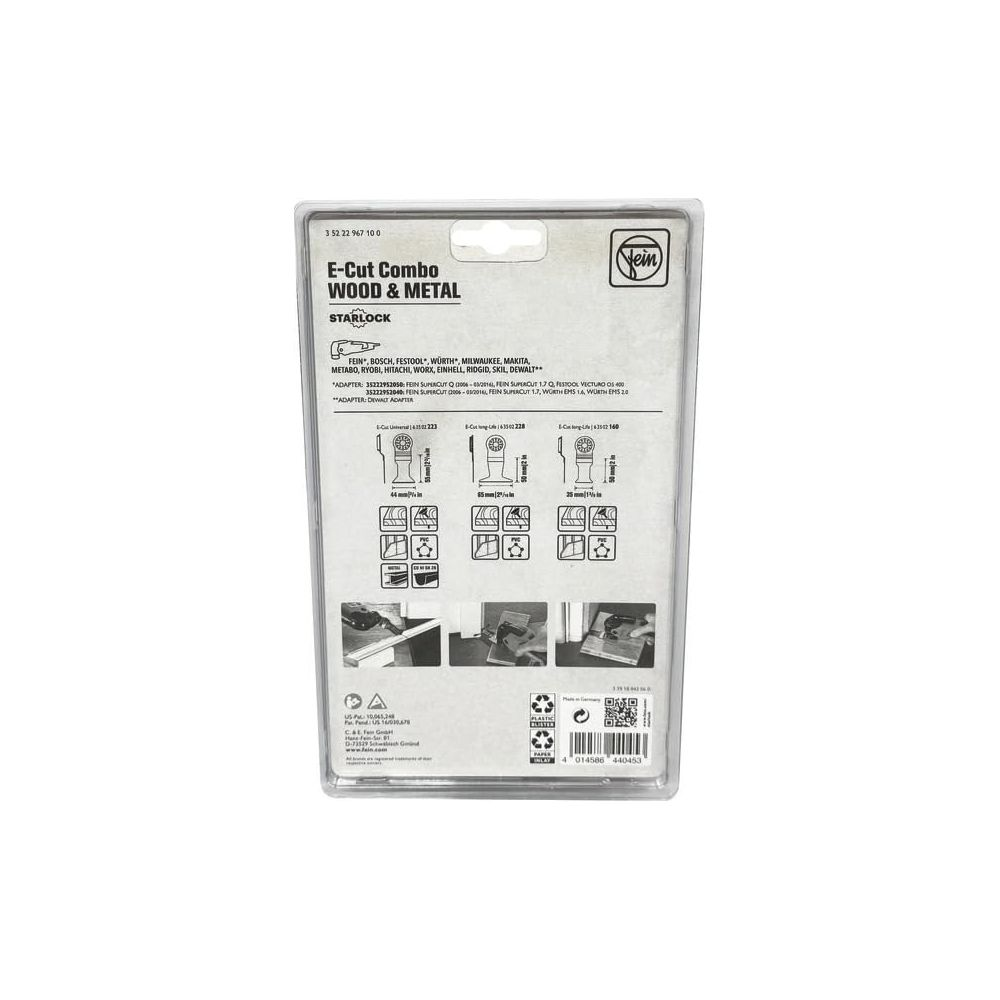 Verpackung für Fein E-Cut Sägeblätter für Holz und Metall, Starlock.