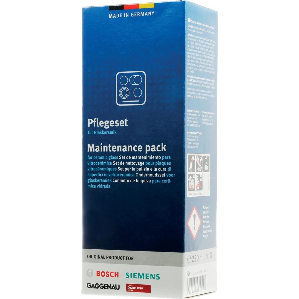 Confezione per un kit di manutenzione per piani cottura in vetroceramica Bosch, Siemens.
