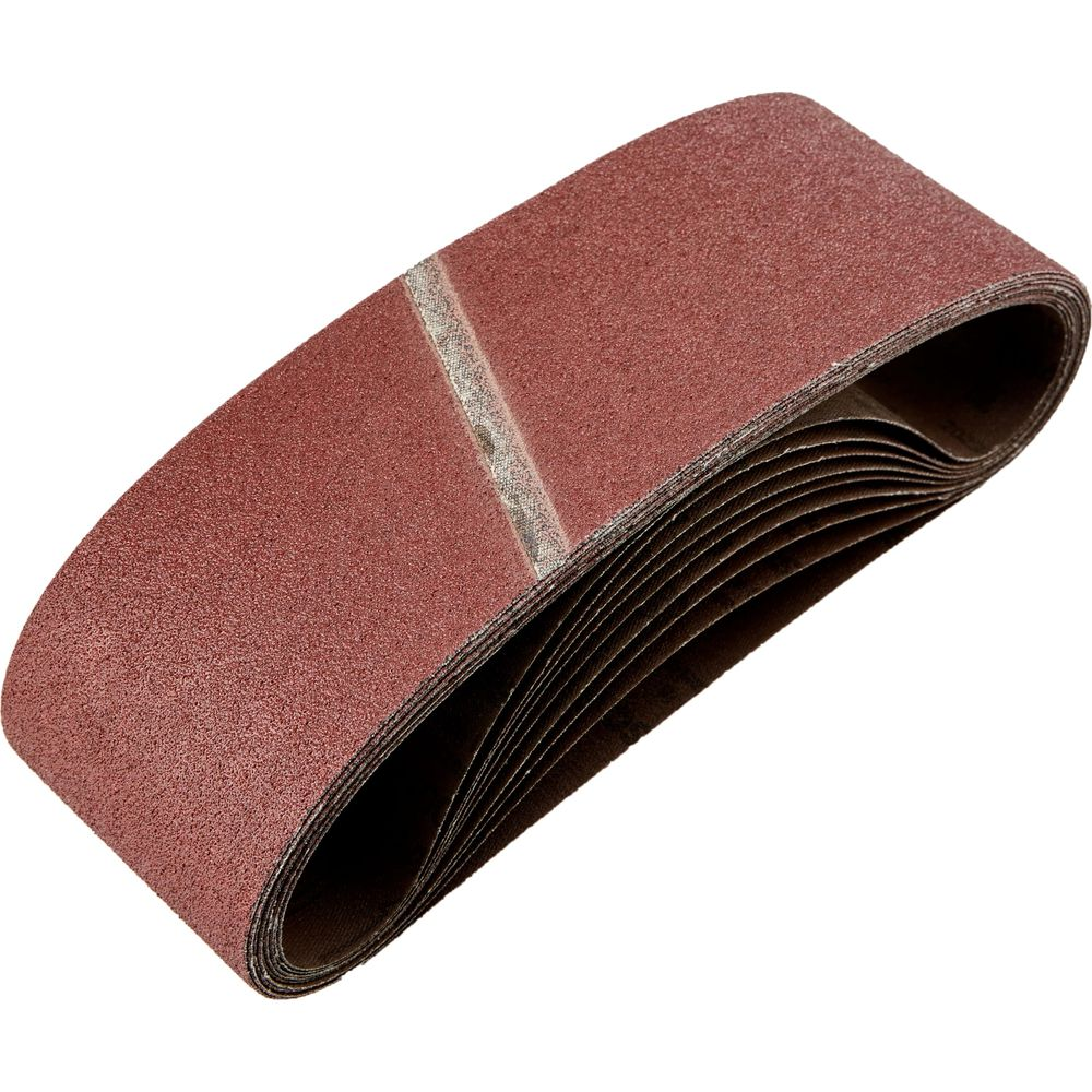 Een rode schuurband met meerdere lagen, op een witte ondergrond.