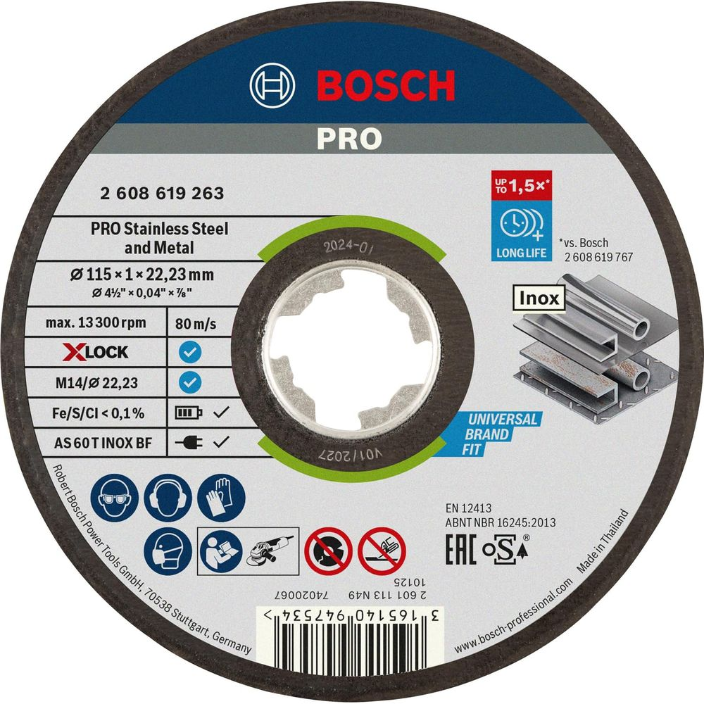 Bosch PRO cutting disc for stainless steel and metal, Ø 115mm, 2.608.619.263.