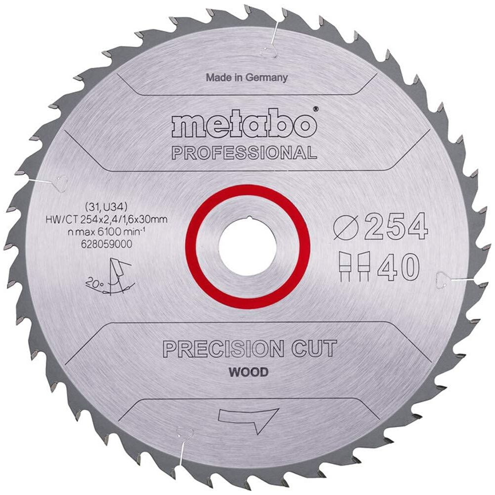 Eine Metabo Kreissägeblatt für Holz mit 254mm Durchmesser und 40 Zähnen.