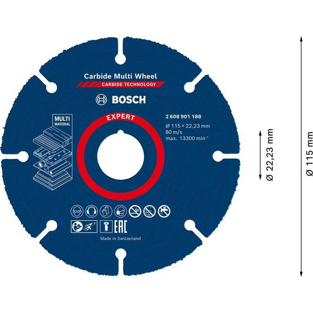 Bosch Karbür Multi Tekerlek, Expert serisi, Ø115mm, İsviçre'de üretilmiştir.