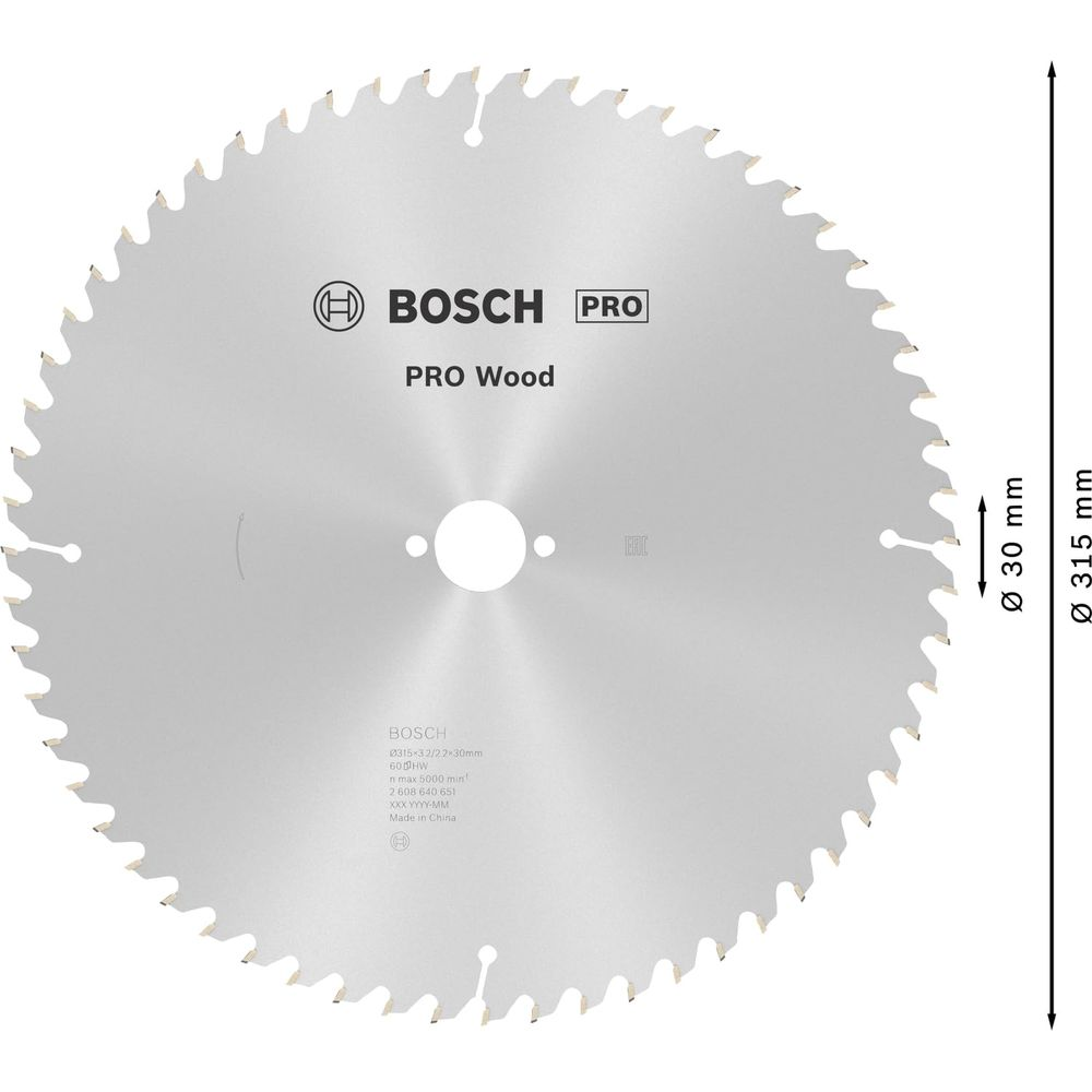 Bosch Sägeblatt PRO Wood, 315mm Durchmesser, 30mm Bohrung.