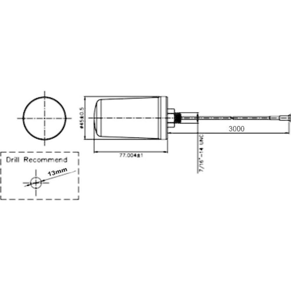 Disegno tecnico di un componente cilindrico con dimensioni e dettagli di foratura.