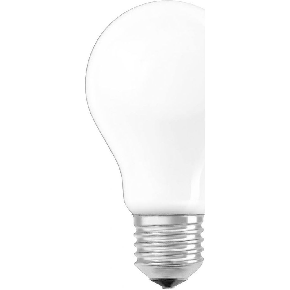 Biała żarówka z srebrną podstawą na białym tle.