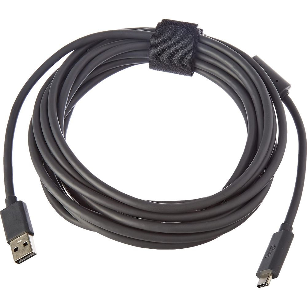 Czarny kabel USB ze złączami typu A i C, związany rzepem.