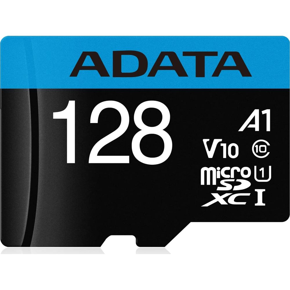 ADATA 128GB microSDXC-Karte mit A1, V10 und U1.
