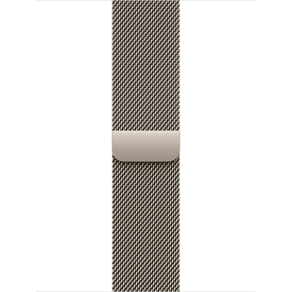 Una correa de reloj plateada de Milán con cierre.
