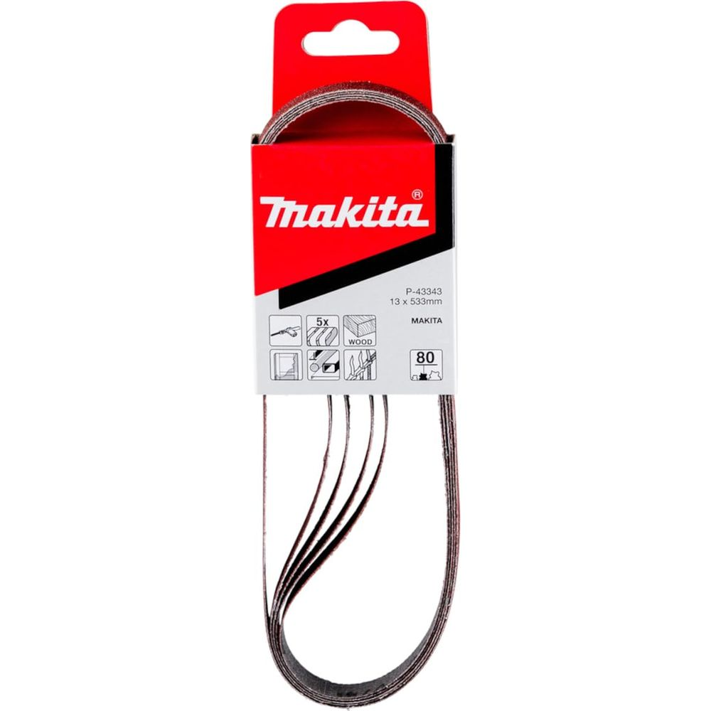 Makita Schleifbänder P-43343, 13x533mm, Körnung 80, für Holz.