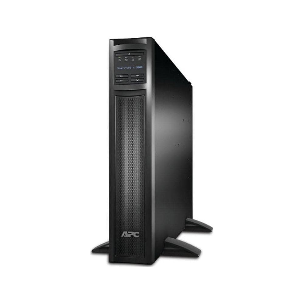 APC Smart-UPS X 3000 negro con pantalla LCD y soportes.