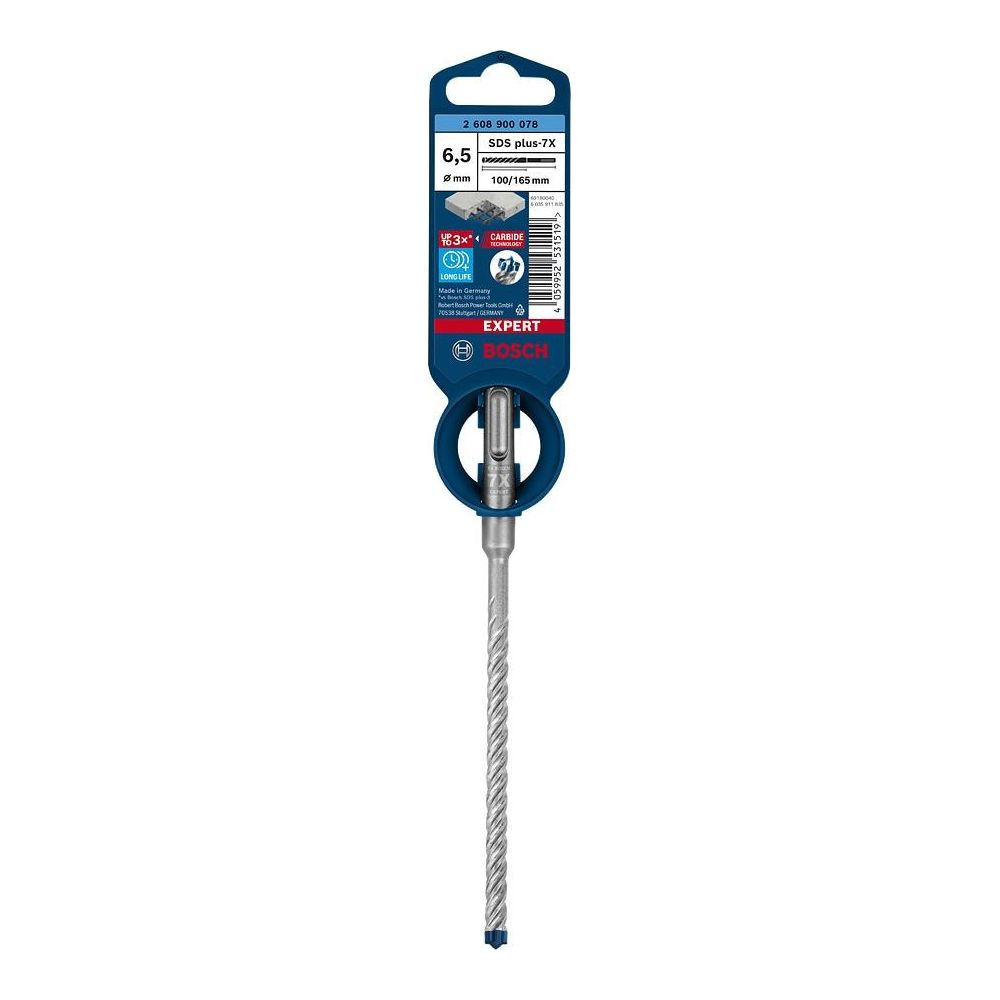 Bosch SDS plus-7X Bohrer, 6,5 mm Durchmesser, 100/165 mm Länge.