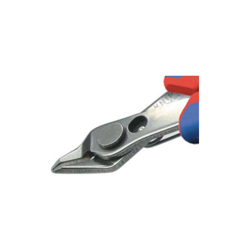 Close-up of pliers with red and blue handles, on a white background.