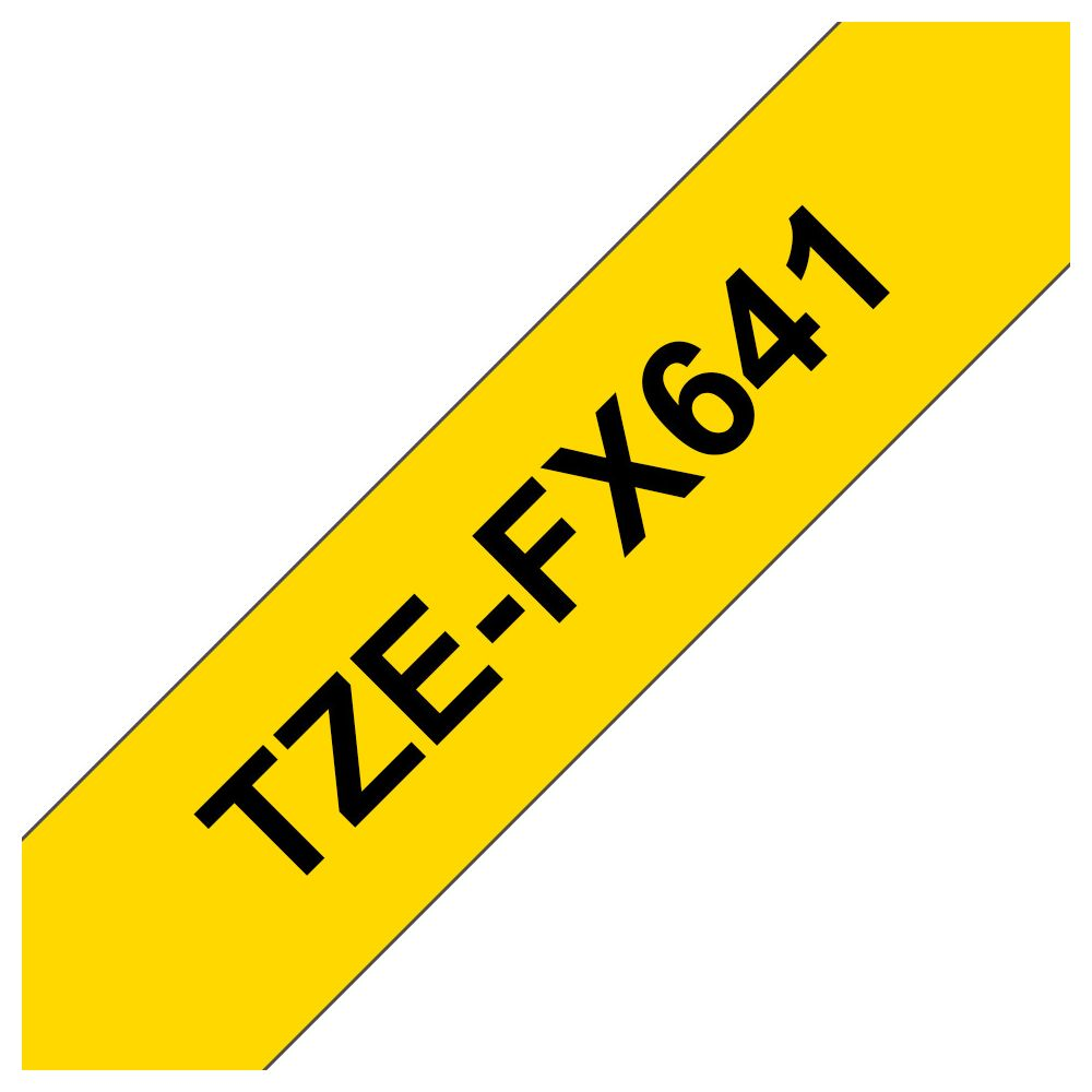 Etichetta gialla con testo nero TZE-FX641.