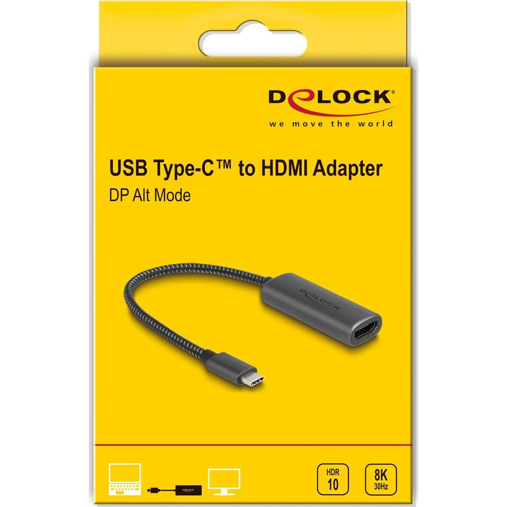 DeLOCK USB-C auf HDMI Adapter mit DP Alt Mode, 8K 30Hz.
