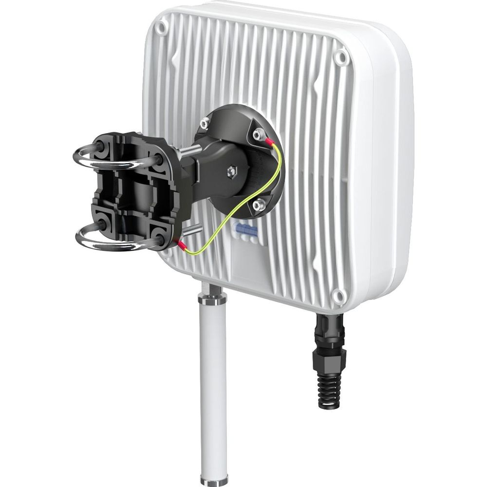 Biała obudowa z czarnym wspornikiem i srebrnymi zaciskami.