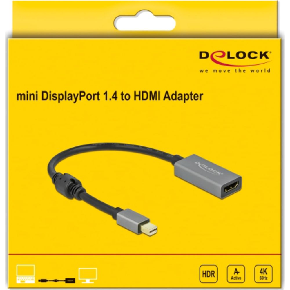 DeLOCK Mini DisplayPort 1.4 zu HDMI Adapter mit Kabel.