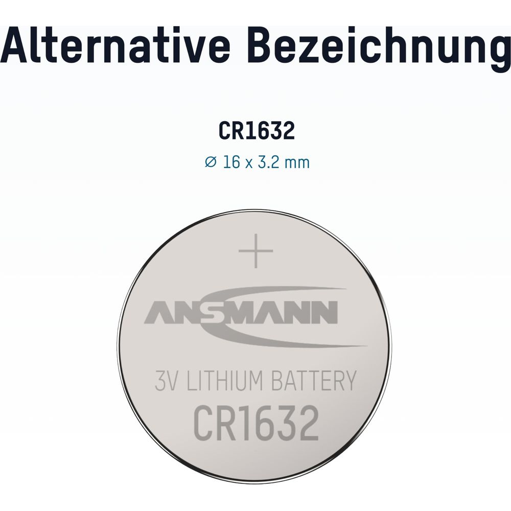 Szara bateria guzikowa Ansmann CR1632, bateria litowa 3V.