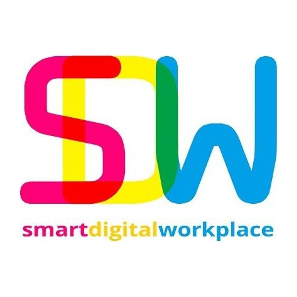 Logo z kolorowymi literami 'SW' i tekstem 'smartdigitalworkplace'.