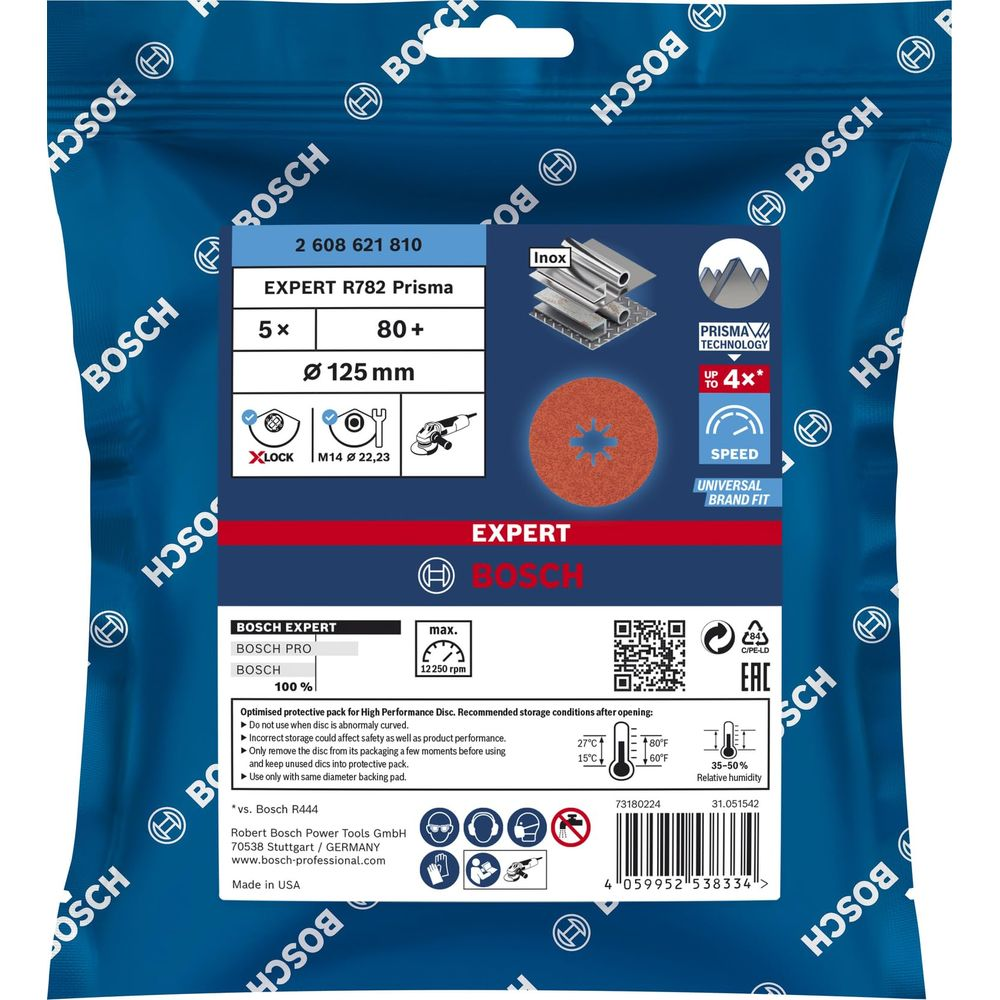 Disco da taglio Bosch EXPERT R782 Prisma, 125mm, 5 pz, per metallo.
