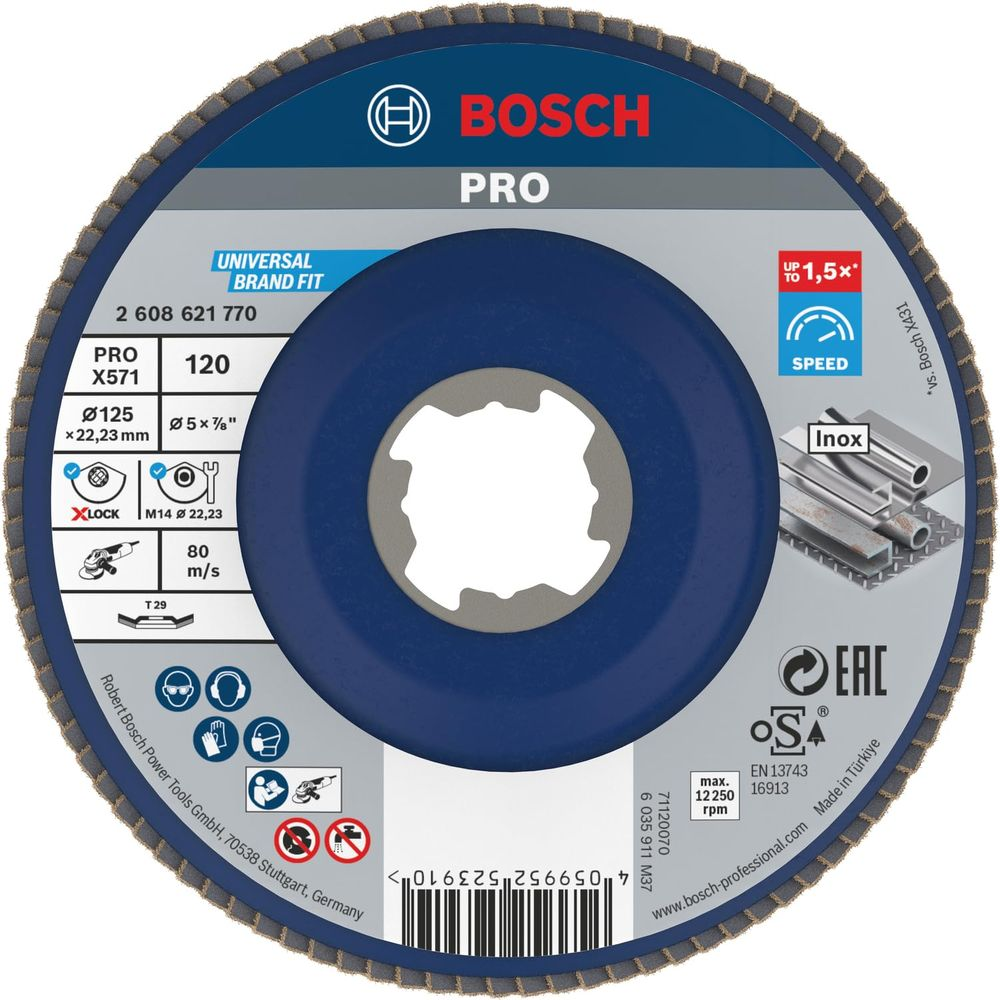 Bosch PRO Schleifscheibe, 125mm, 120 Körnung, für Edelstahl.