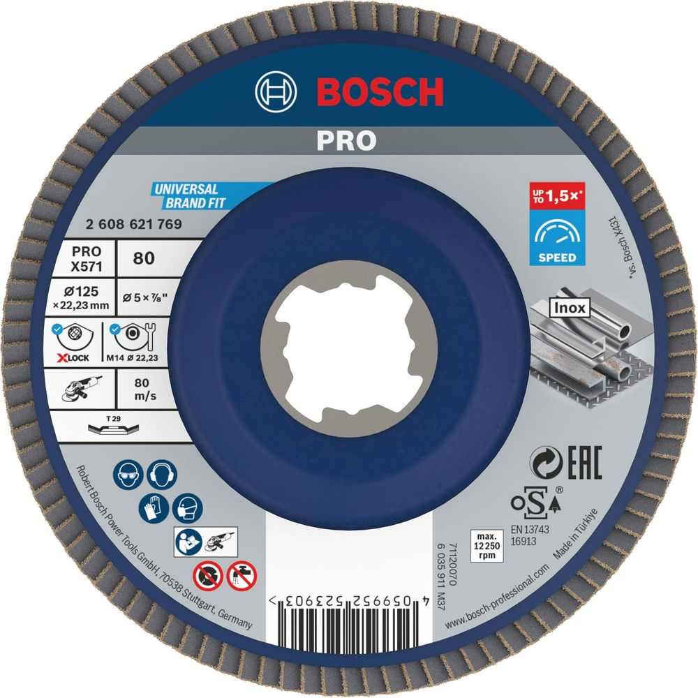 Bosch PRO Schleifscheibe, 125mm, 80er Körnung, für Inox, mit XLOCK.