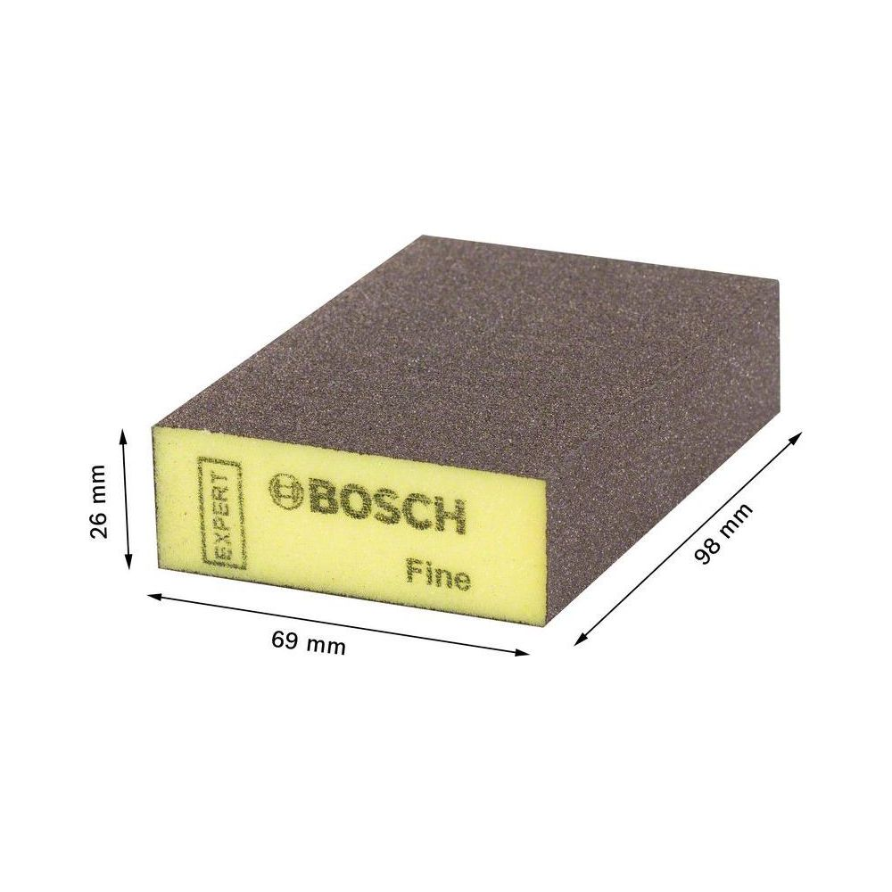 Ein Bosch Schleifschwamm, 69x26x98 mm, mit feiner Körnung.