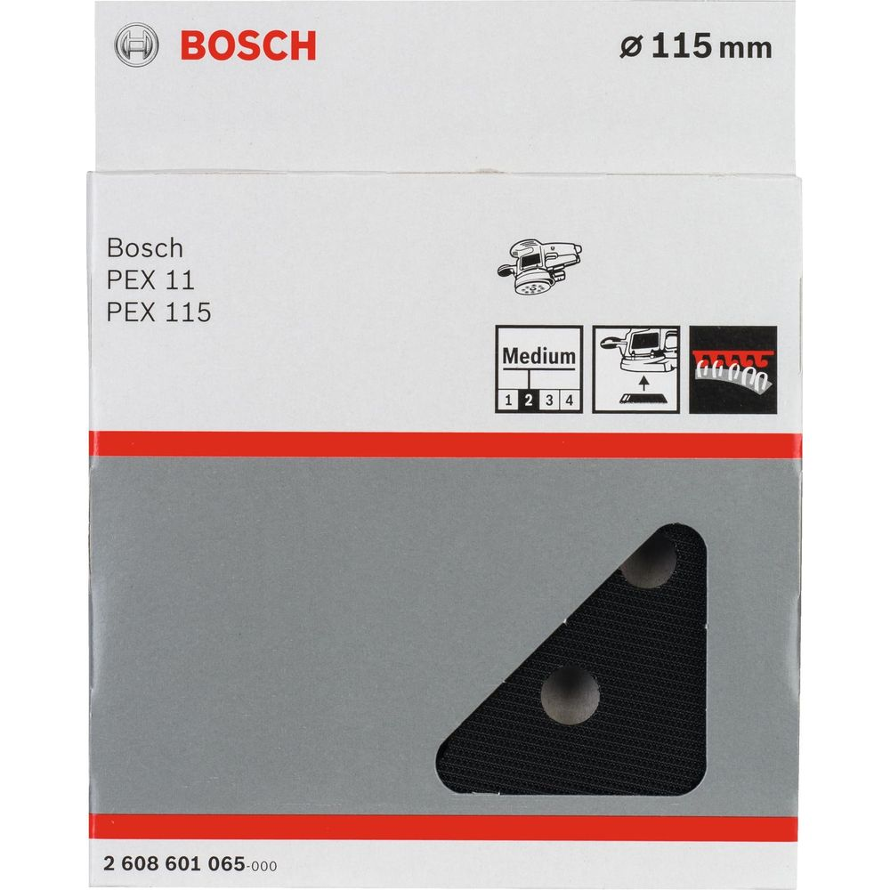 Verpackung für Bosch PEX 11/115 Schleifscheiben, Ø 115 mm, Körnung Medium.