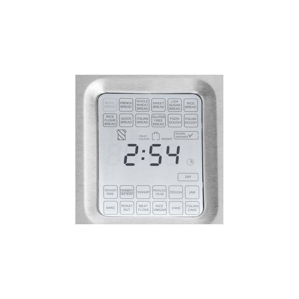 Ein digitaler Bildschirm mit Brotzubereitungsoptionen und einer Zeitanzeige von 2:54.