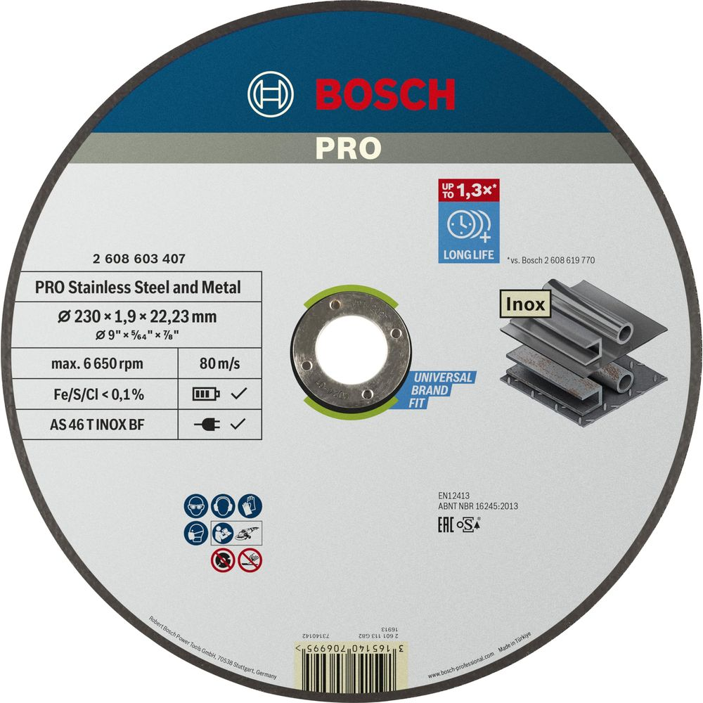 Bosch PRO Trennscheibe für Edelstahl und Metall, Ø 230mm.