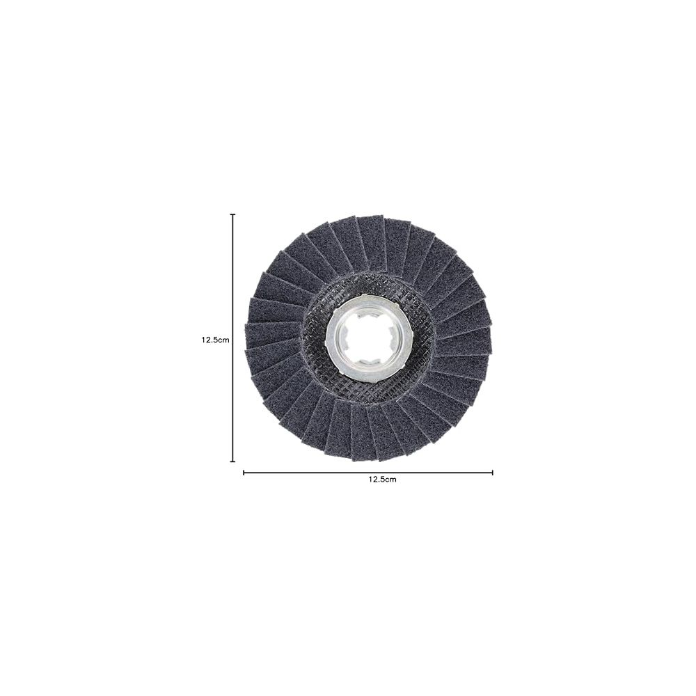 Schwarze Schleifscheibe mit 12,5 cm Durchmesser und zentraler Öffnung.