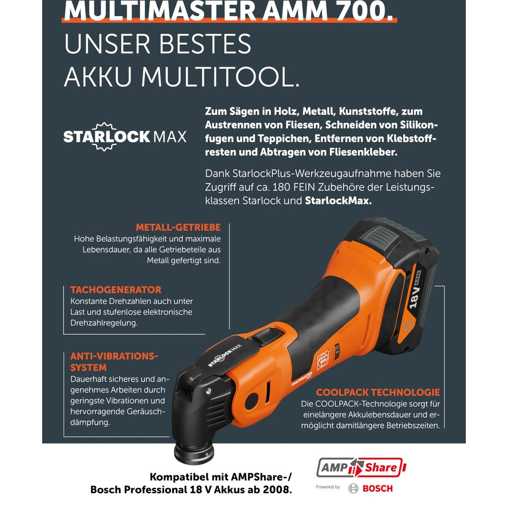 Ein orangefarbenes Multitool mit schwarzem Griff und silbernem Kopf.