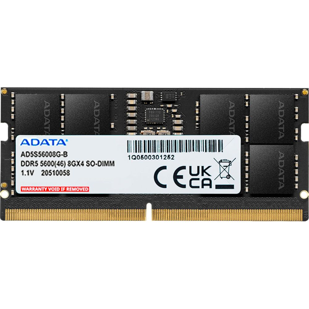 Moduł RAM ADATA DDR5 8GB SO-DIMM ze znakami CE i UKCA.