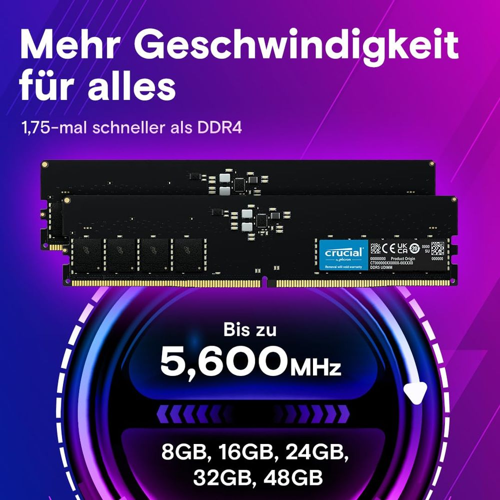 CRUCIAL CT16G48C40U5 16GB DDR5-4800 CL40 (16GBIT) Arbeitsspeicher