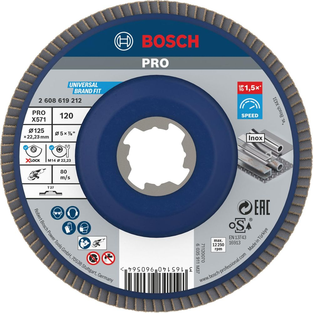 Bosch PRO Schleifscheibe für Edelstahl, 125mm, 120 Körnung, XLOCK.